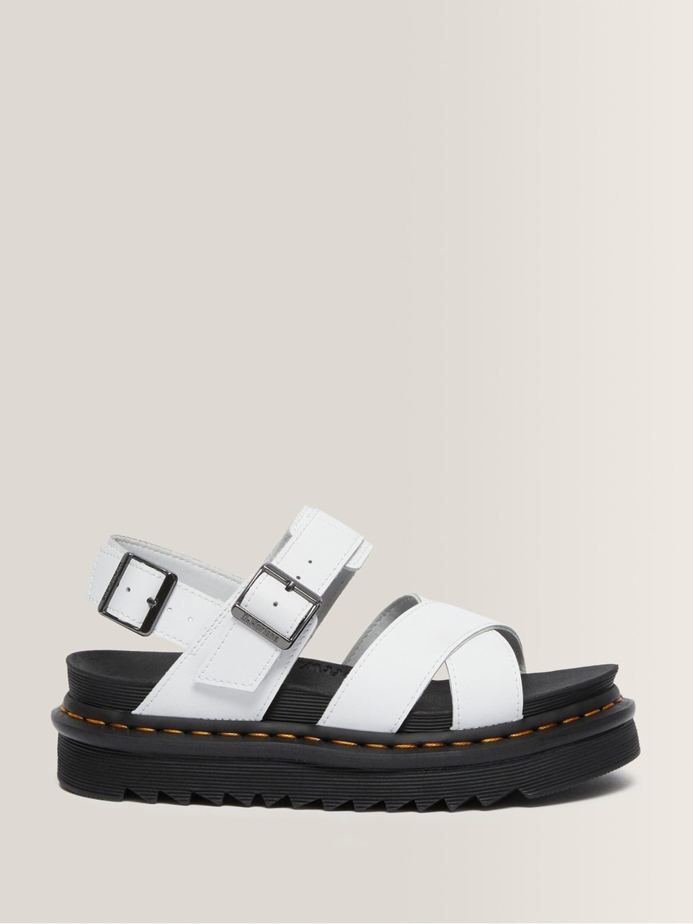 Women’s DR MARTENS Voss II white leather platform sandals- Size 7